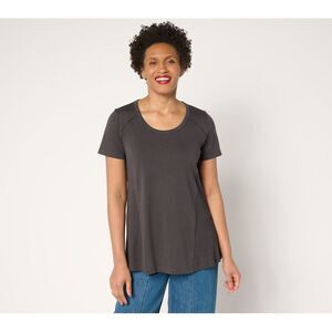 Fashion Women's Top Sz L Mix Media Side Seam Tee Medium Grey Heather A689562